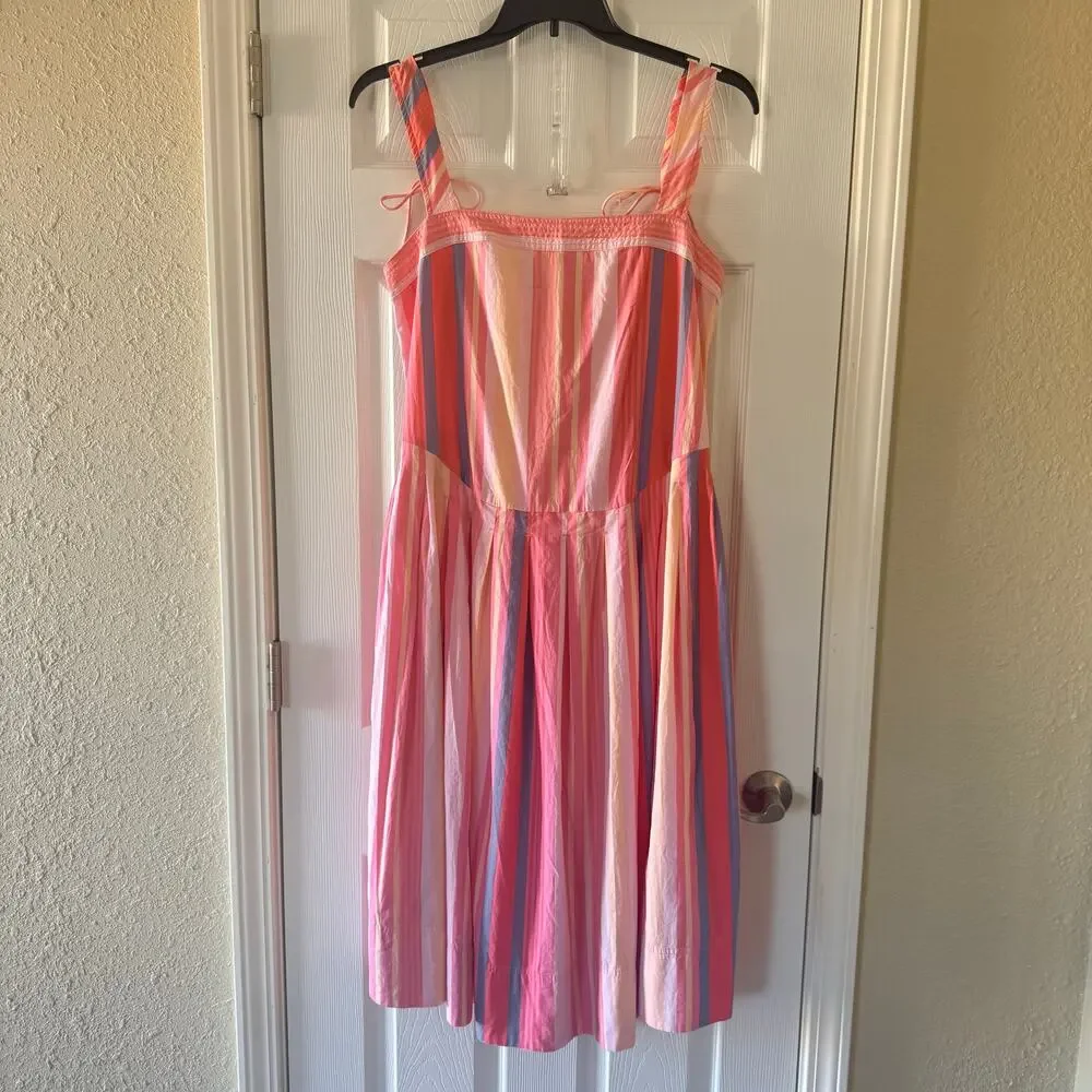 NWT Free People primavera striped drop waist sun dress in pink sz M Reversible